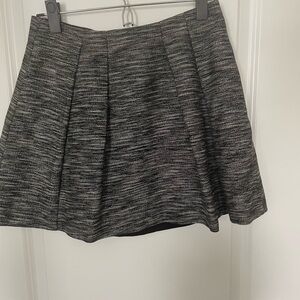Madewell Gray and Black Pleated Skater Mini Skirt